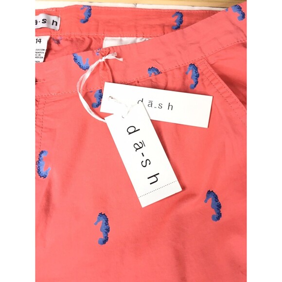 Chino Short Women's Size 14 Orange Chino Pockets Patterned Cotton Sea Horse - Picture 11 of 13